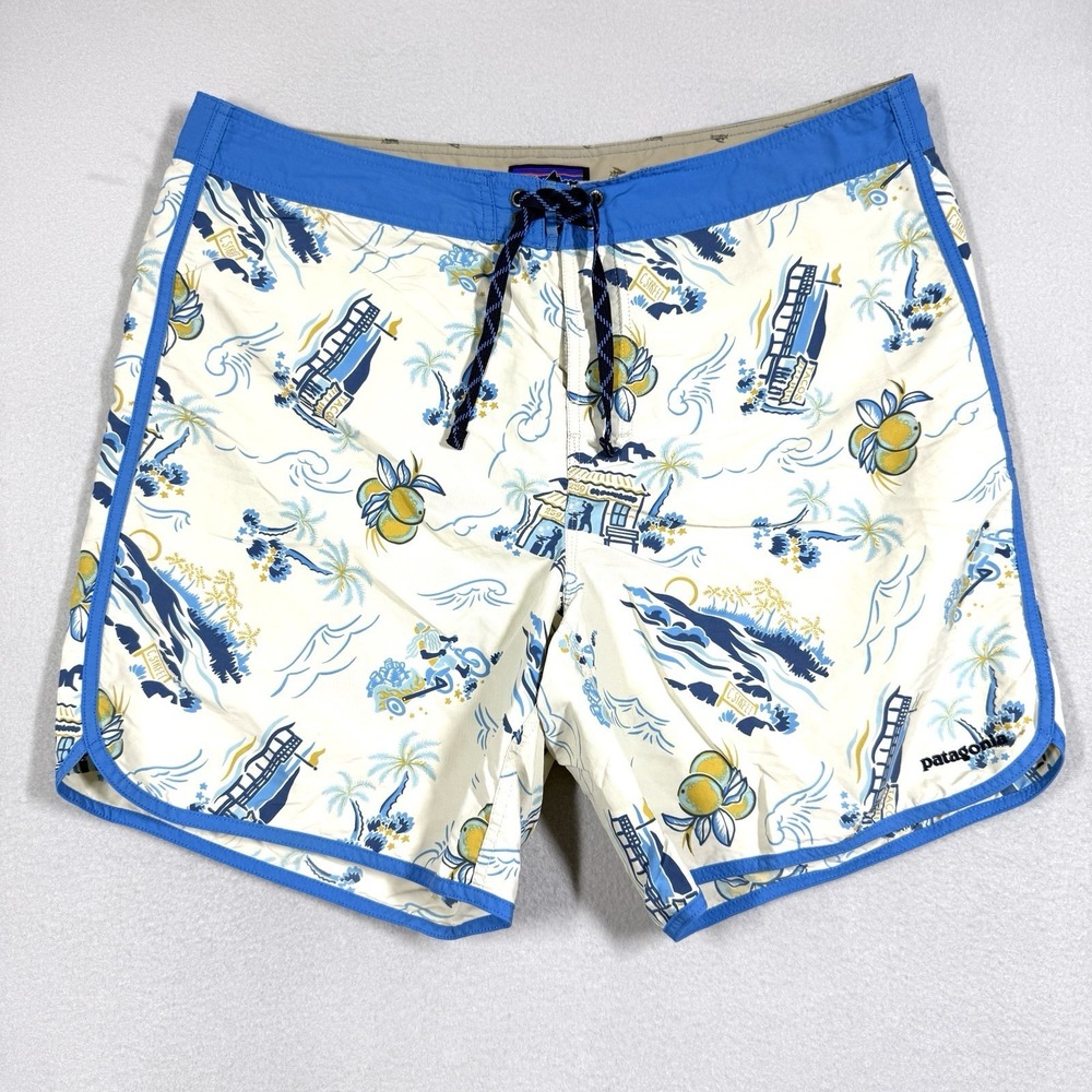 Patagonia Board Shorts Mens 38 Scallop Hem Wavefarer‎ Swim Trunks Beach C Street